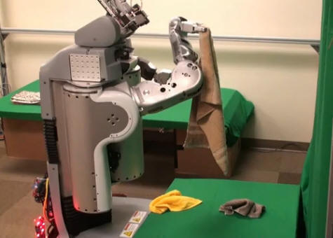Robot folding towels.